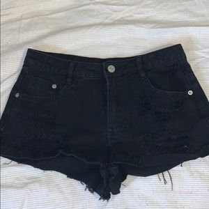 Forever 21 Black Ripped Booty Shorts
